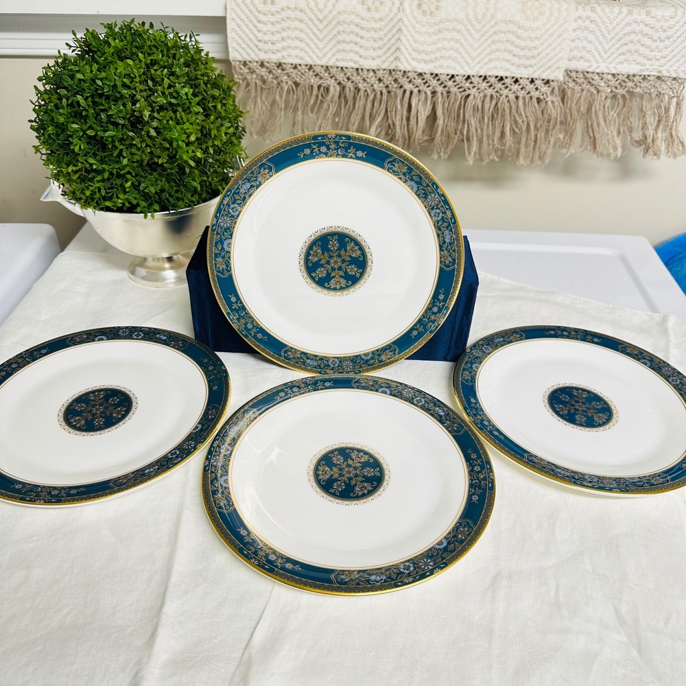 Royal Doulton Carlyle 4 Piece Salad Plates Vintage Gilded Bone China 8 inch